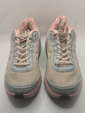 Gdefy Gravity Defyer Shoes Womens 9.5 Gray Pink Lace Up Orthotic Sneakers Walker